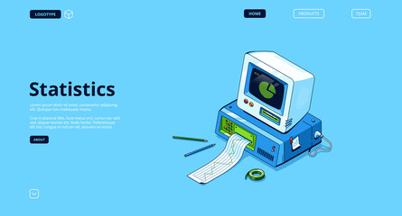 statistics banner. analysis and research information, data report with infographic charts. vector la
