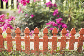 Closeup shot of a fence in the garde