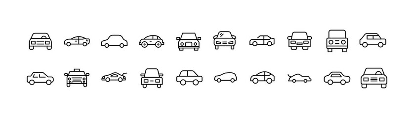 Wall Mural - Simple line set of car icons.