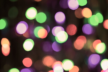 Colored bokeh abstract background. Decoration at Christmas holiday.