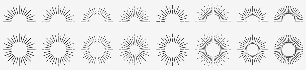 Wall Mural - sunburst line illustration. sunrise. sunbeam vector illustration