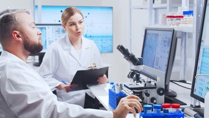 Wall Mural - professional team of scientists is working on a vaccine in a modern scientific research laboratory. 