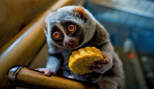 Lemur Closeup, Slow Loris Closeup, Slow Loris Eating