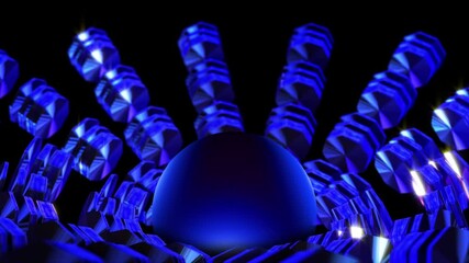 Poster - abstract background 3d animation shiny structure rotating morphing and transforming in space seamles