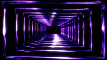 Wall Mural - Abstract background 3D animation moving through a tunnel formed by shiny structures loop