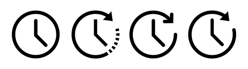 clock with arrow circle. time icon symbol isolated on white background. vector illustration design.