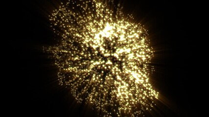 Wall Mural - Abstract background cgi animation shiny particles and balls rotating and fluctuating in space seamless loop