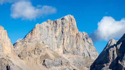 Poster - Marmolada from Val Contrin in the Fassa Valley. Marmolada mountain range in the Dolomites of Trentino. Dolomites are part of the UNESCO World Heritage Site.