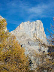 Poster - Marmolada from Val Contrin in the Fassa Valley. Marmolada mountain range in the Dolomites of Trentino. Dolomites are part of the UNESCO World Heritage Site.