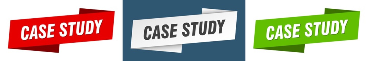 case study banner. case study ribbon label sign set