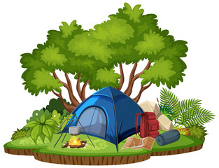 isolated camping scene on white background