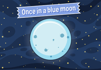 Wall Mural - idiom poster with once in a blue moon