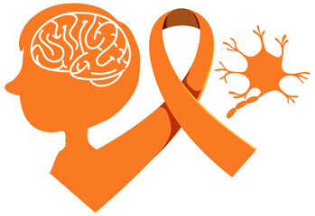 Wall Mural - Orange ribbon leukemia awareness multiple sclerosis awareness malnutrition awareness sign or object