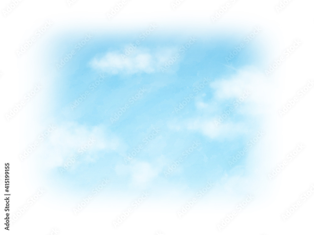 青空の水彩背景 四角 昼 イラスト素材 Abstract Wall Mural Abstra ニノミ