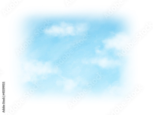 青空の水彩背景 四角 昼 イラスト素材 Wall Mural ベスパ