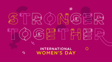 Wall Mural - Women's Day stronger together woman hand card