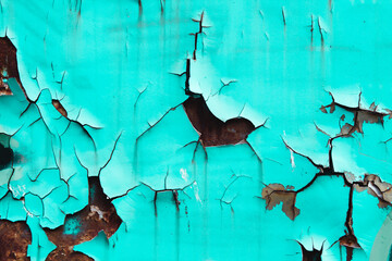 Canvas Print - Turquoise peeling paint