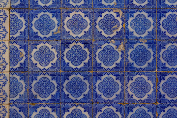 Naklejka na meble blue and white painted tiles texture