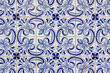 azure and pale blue floral pattern on handmade portuguese tiles