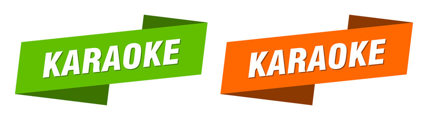 Wall Mural - karaoke banner. karaoke ribbon label sign set