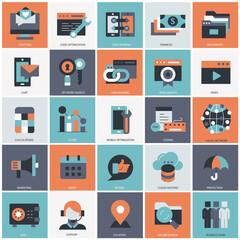 Wall Mural - business, technology and management icon set for websites and mobile applications. flat vector illus