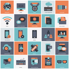 Wall Mural - business, technology and management icon set for websites and mobile applications. flat vector illus