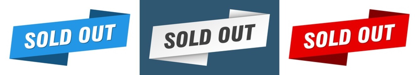 Wall Mural - sold out banner. sold out ribbon label sign set