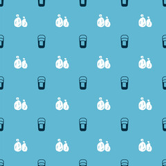 Sticker - Set Bucket with rag and Garbage bag on seamless pattern. Vector.