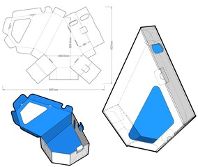 Wall Mural - Triangular Gift Box and Die-cut Pattern. Ease of assembly, no need for glue. The .eps file is full scale and fully functional. Prepared for real cardboard production.