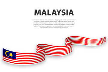 Wall Mural - Waving ribbon or banner with flag of Malaysia