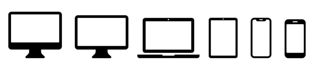 Wall Mural - device icons. laptop computer smartphone tablet simple icons set. vector