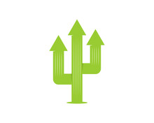 Tree Arrow Up With Cactus Shape Logo