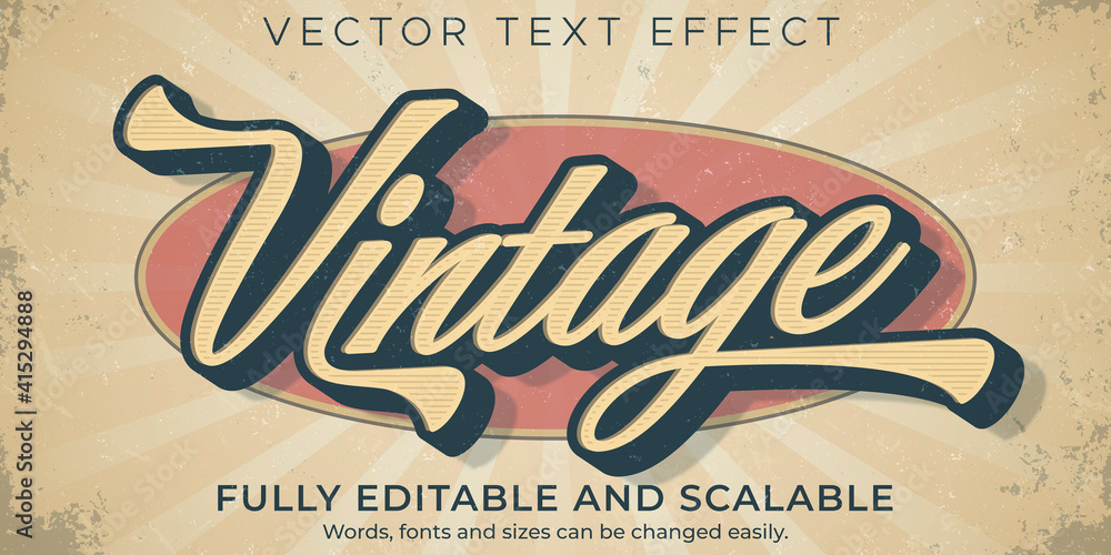 Retro, vintage text effect, editable 70s and 80s text style - obrazy, fototapety, plakaty 