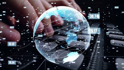Wall Mural - man working on computer with graphic of mathematics coding modernization showing concept computer so