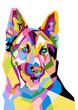 An abstract geometric of head dog.colorful with popart WPAP Style.Vector eps10-editable