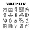 Anesthesiologist Tool Collection Icons Set Vector. Syringe Pump, Anesthesia Machine And Heart Rate Monitor Anesthesiologist Equipment Black Contour Illustrations