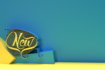 Wall Mural - 3d render illustration of a new text design. 3d illustration design.