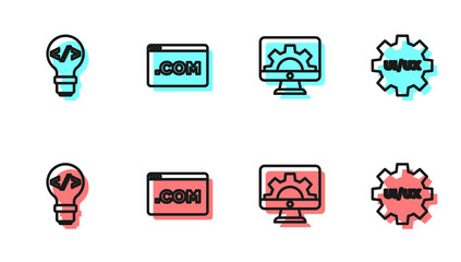Set line Web development, Front end, UI or UX design and icon. Vector.
