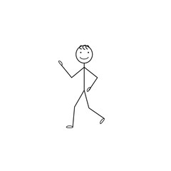 happy man sketch confidently moving forward to his goal, businessman isolated on a white background