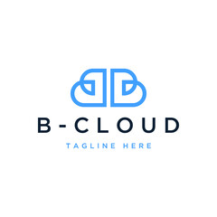 Wall Mural - tech design logo or letter B with cloud