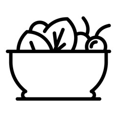 Fruit salad bowl icon. Outline fruit salad bowl vector icon for web design isolated on white background