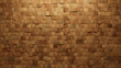 © RocknRoller Studios - Wood Block Wall background. Mosaic Wallpaper with Light and Dark Timber Square tile pattern. 3D Render