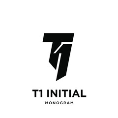 T1 initial logo icon design