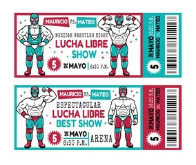 Wall Mural - Set of Vintage Lucha Libre Tickets. Vector Illustration.