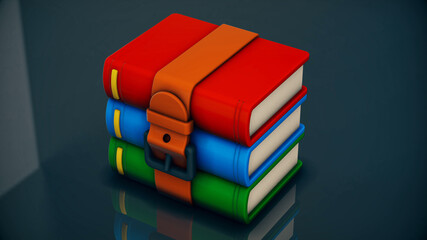 3d illustration of Representation of Zip Archive in 3d. High quality photo