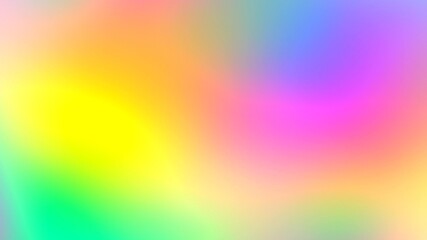 Wall Mural - Vivid rainbow color holographic iridescent gradient. Light green, orange, yellow. Hologram glitch. Soft light through a prism and smoke. Abstract background