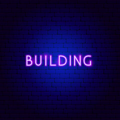 Wall Mural - Building Neon Text