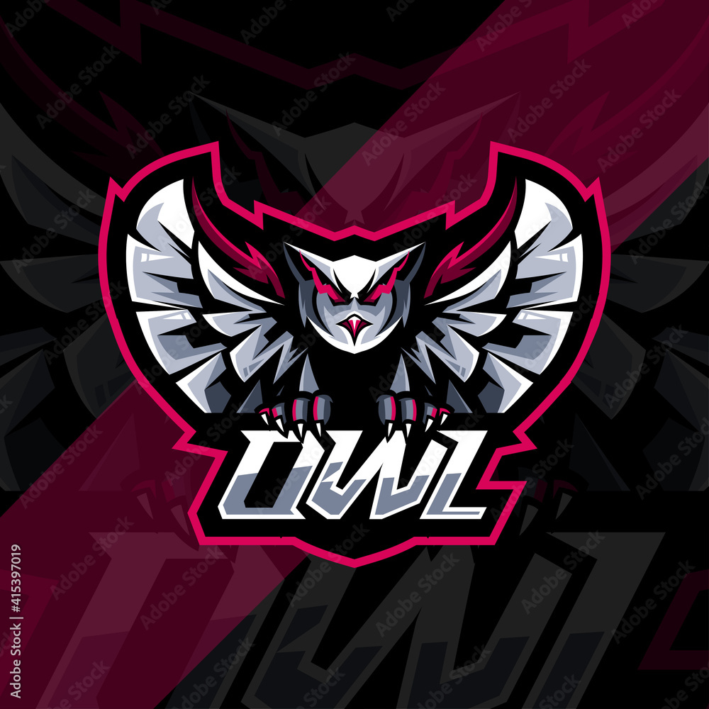 Flight owl mascot logo esport template design Stock Vector | Adobe Stock