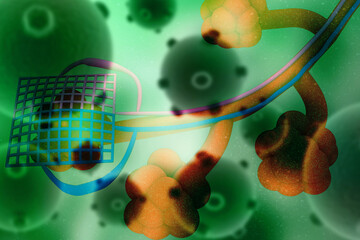 Wall Mural - 3d rendering Virus bacteria cells background
