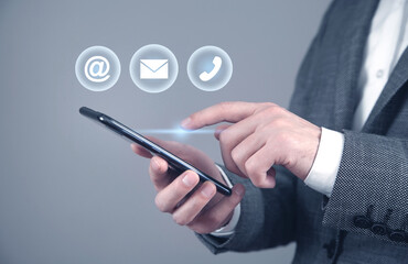 Wall Mural - man using smartphone. contact. social media. internet